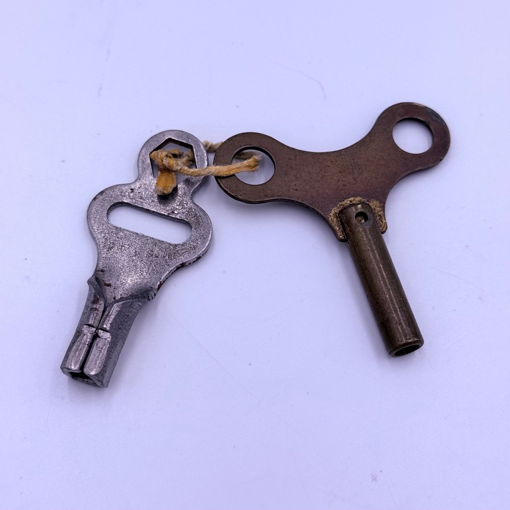 Vintage Metal Winding Keys Antique Clock Key and Radiator Bleed Key Set
